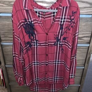 Charlotte Russe 3X(2X) Embroidered Flannel